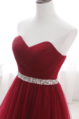 Sweetheart Burgundy Evening Dress Long
