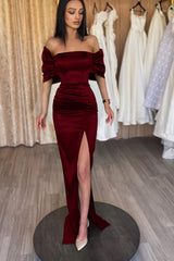 Emerald Off-The-Shoulder Evening Dress With Split