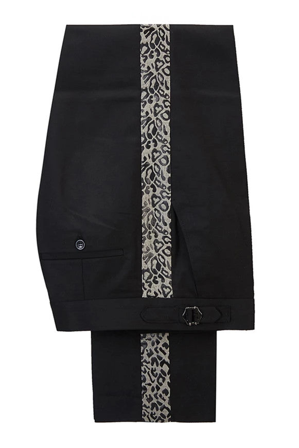 Stylish Black Ryder Print Prom Outfits Men Cool Leopard with Double-Breasted