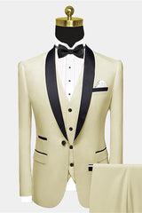 Modern Champagne Shawl Lapel Tuxedo Wedding Suit for Men