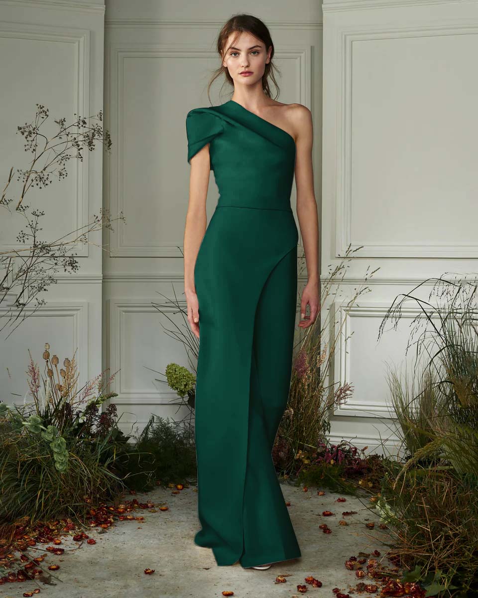 Chic White One-Shoulder Irregular Long Party Jump Suit