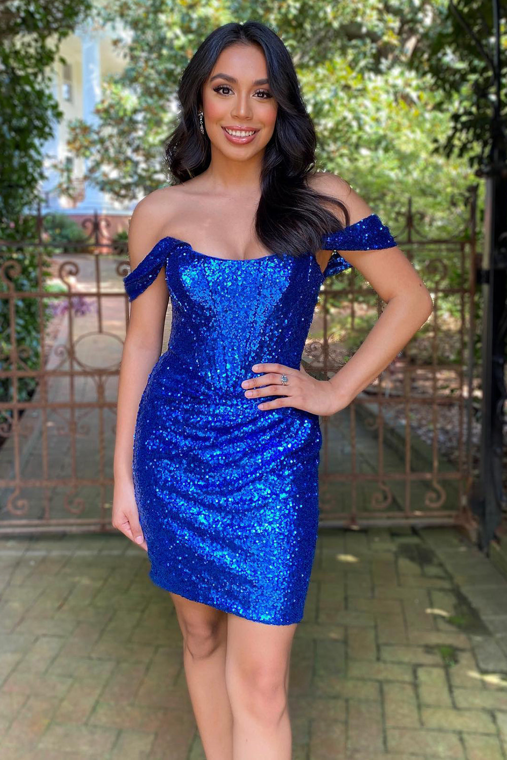 Sparkly Grape Detachable Off the Shoulder Sequins Tight Homecoming Dress/Mini Dress