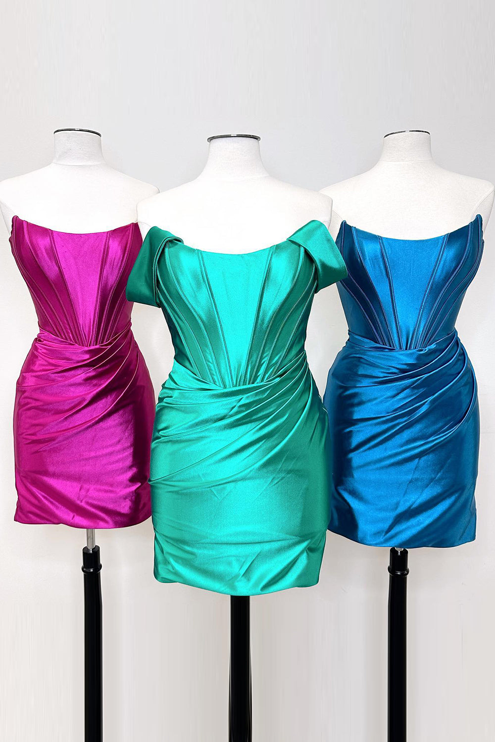 Fuchsia Off the Shoulder Ruched Tight Homecoming Dress/Mini Dress
