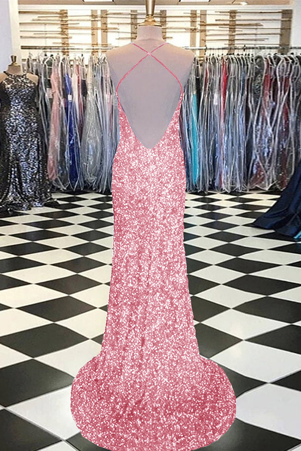 Mermaid Prom Dress with Royal Blue Sequins