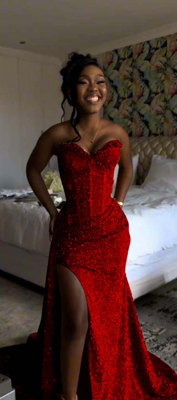 Sweetheart Sleeveless Long Mermaid Formal Dress With Split Sequin