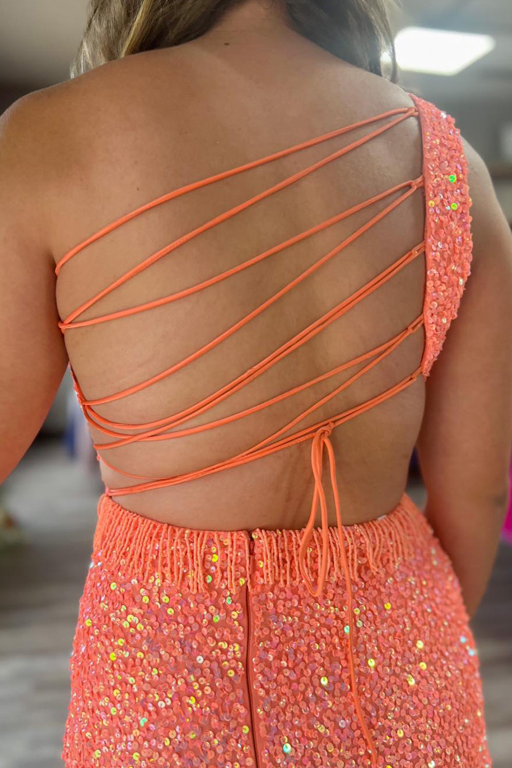 Sparkly Turquoise Sequins Fringed Cut Out Tight Short Homecoming Dress/Mini Dress
