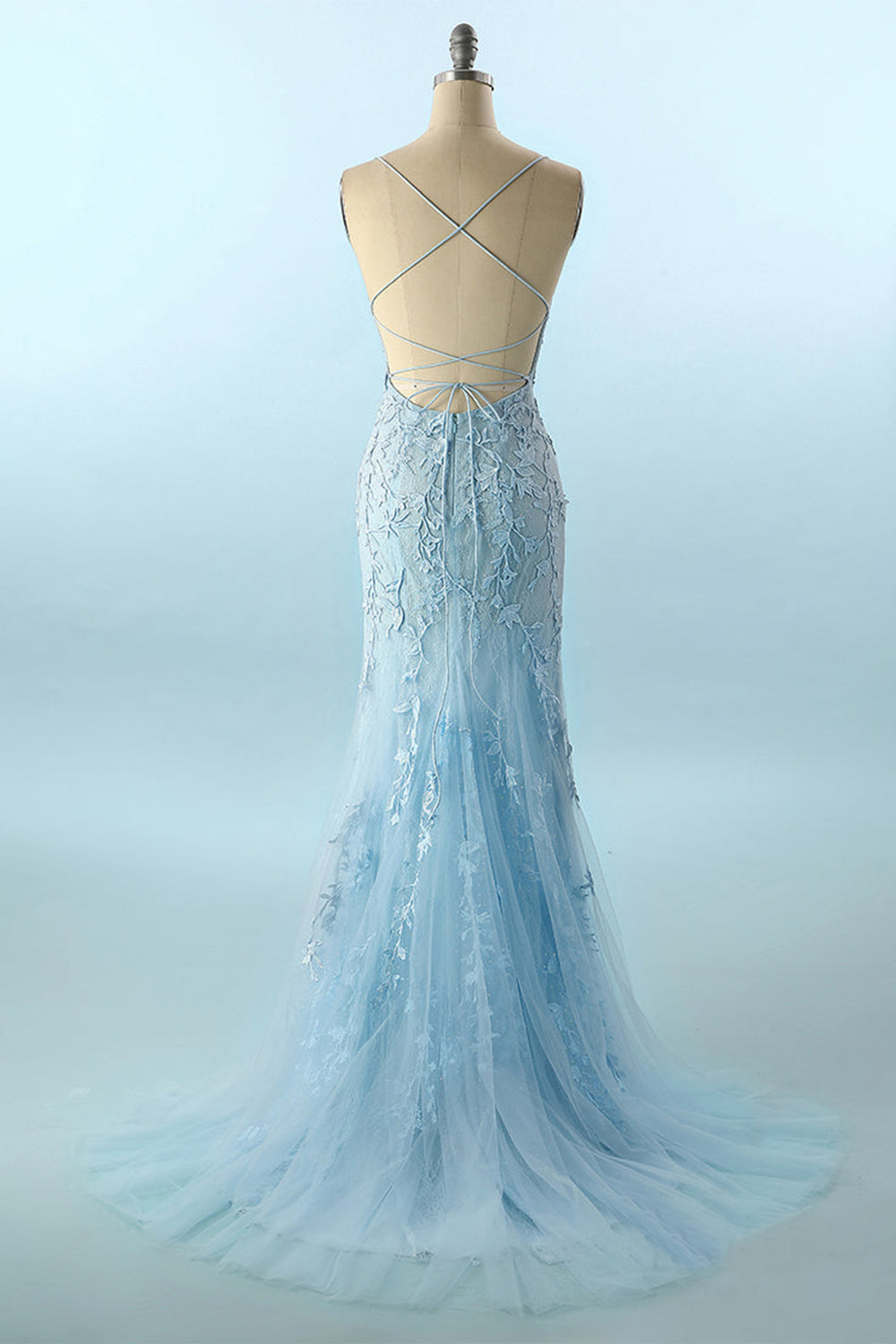 Backless Prom Dress with Mermaid Silhouette and Lace