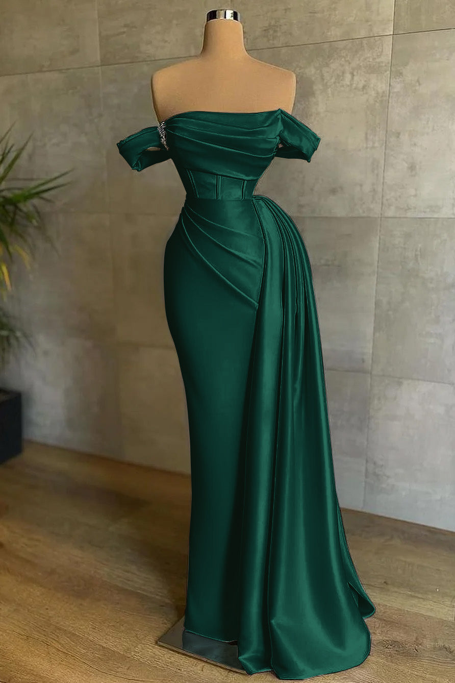 Nobel Off-the-Shoulder White Strapless Mermaid Evening Dress With Ruffles