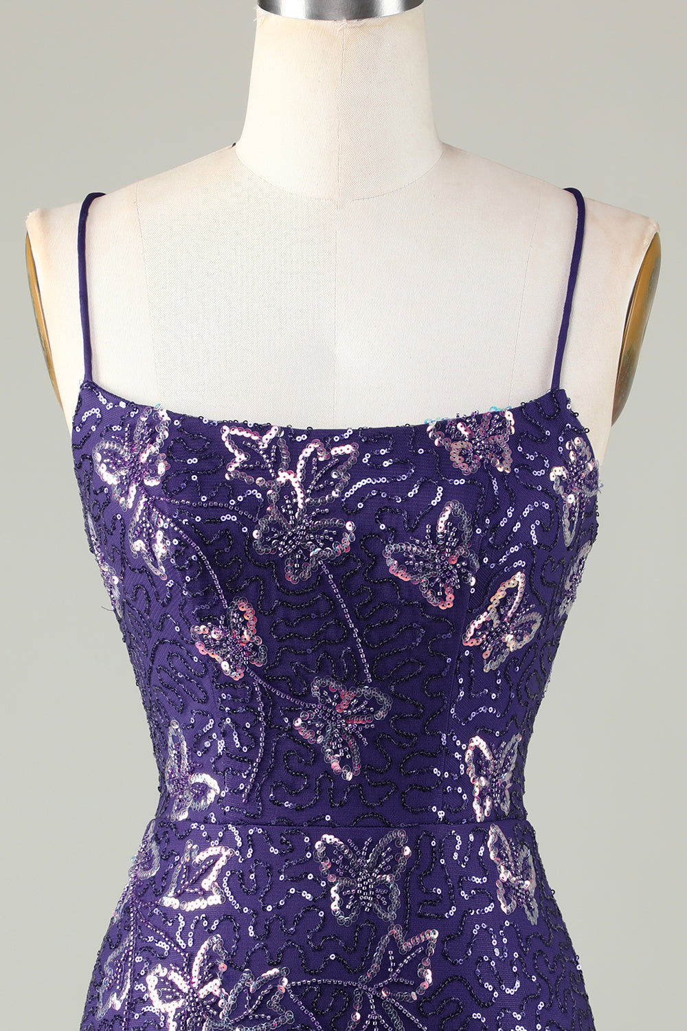 Sparkly Purple Butterflies Tight Beaded Sequins Short Homecoming Dress/Mini Dress