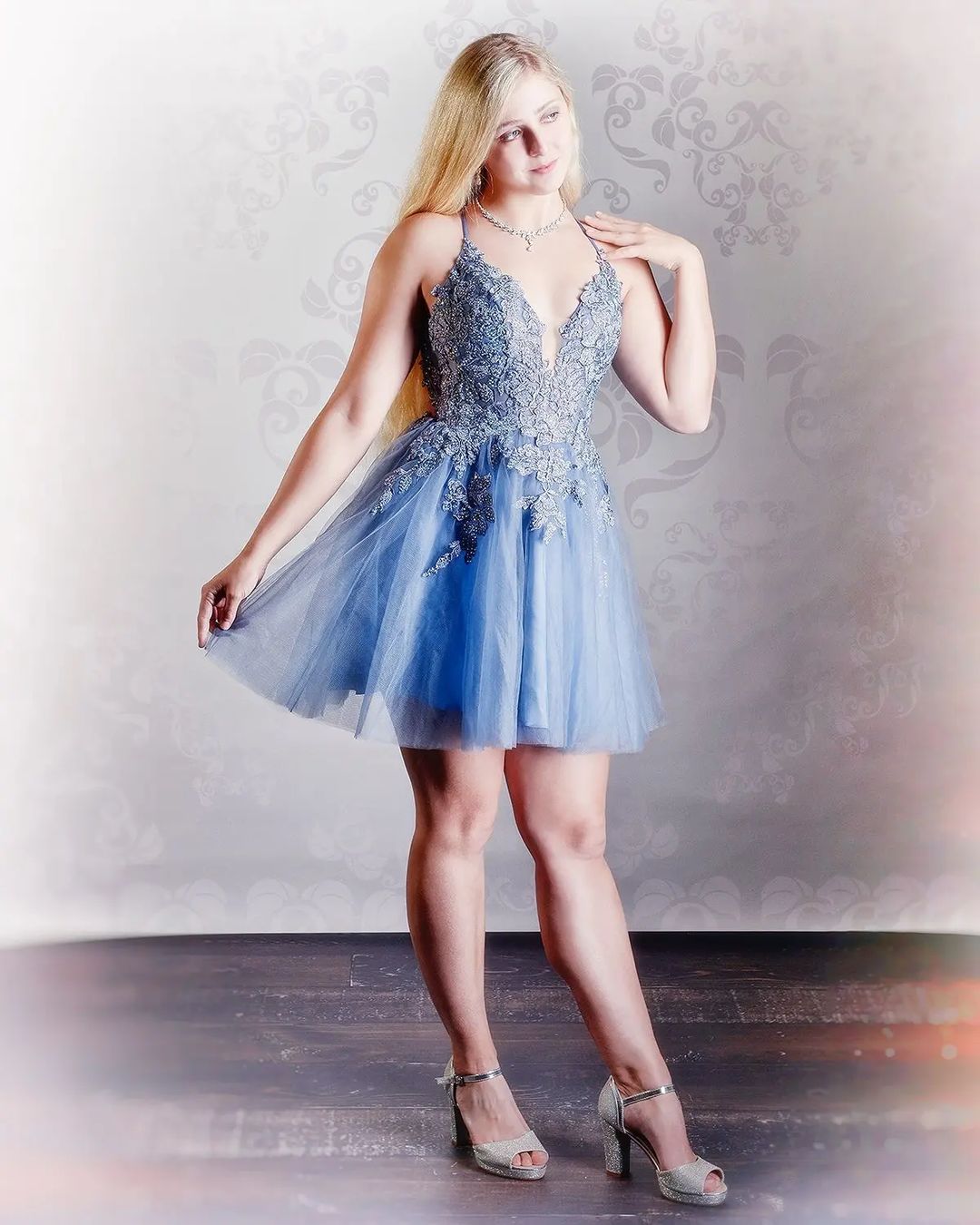 Blush A-Line Tulle Short Homecoming Dress/Mini Dress with Appliques