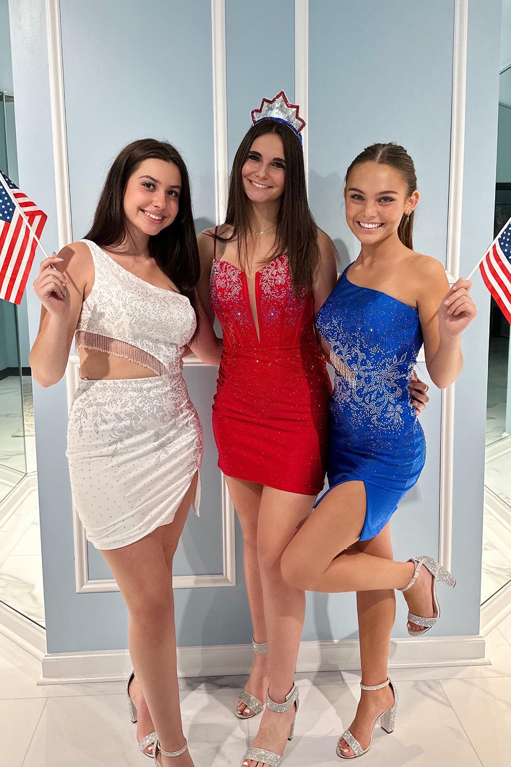 Sparkly Blue Beaded Corset Lace-Up Back Tight Short Homecoming Dress/Mini Dress