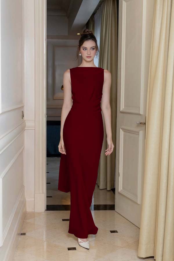 濠㈣泛绉撮崺妗筺e Shoulder Long Sleeve Long High Split Formal Dress With Beading