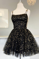 Sparkly Black Sequins Stars A-Line Short Homecoming Dress/Mini Dress