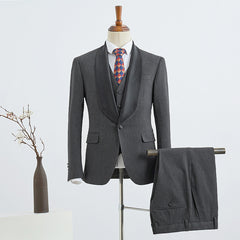 Bennett Trendy Slim Fit Dark Gray Three-Piece Wedding Suit for Grooms
