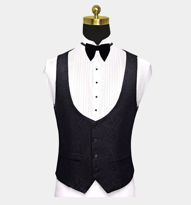 Formal Three-Piece Business Black Men's Suits Jacquard Wedding Suits