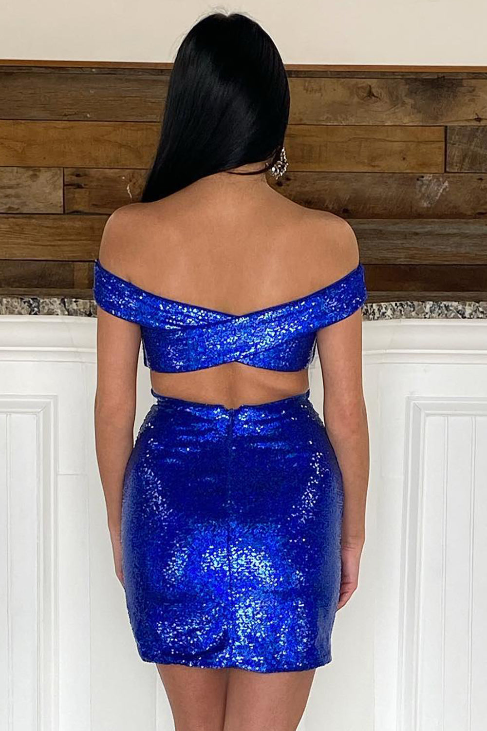 Sparkly Fuchsia Off The Shoulder Tight Short Homecoming Dress/Mini Dress