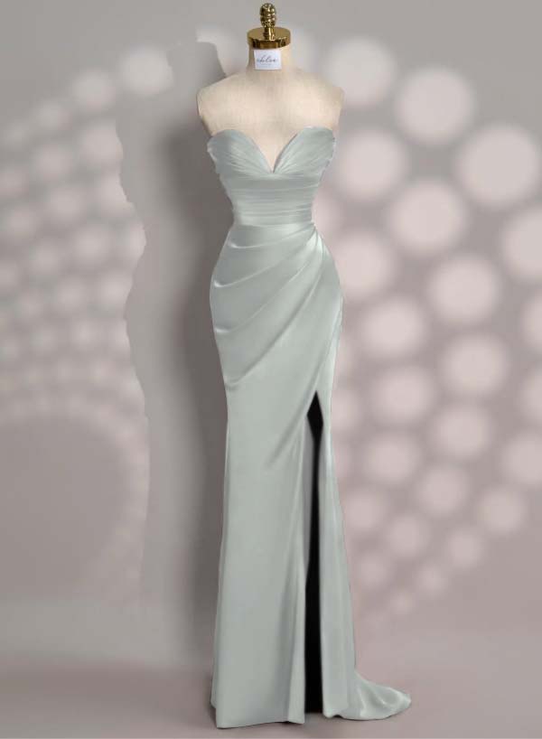 Charming Red Split Pleated Evening Dress