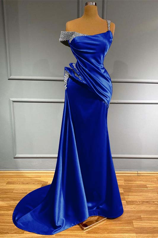 Long Mermaid Off-The-Shoulder Ruffles Evening Dress With Beads