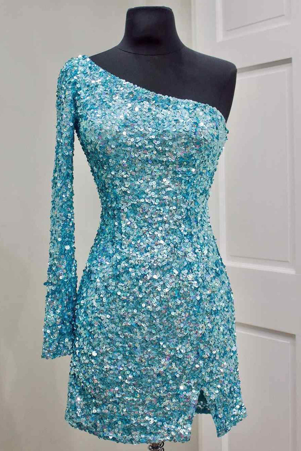Fuchsia Sequins Homecoming Dress/Mini Dress with Sleeves