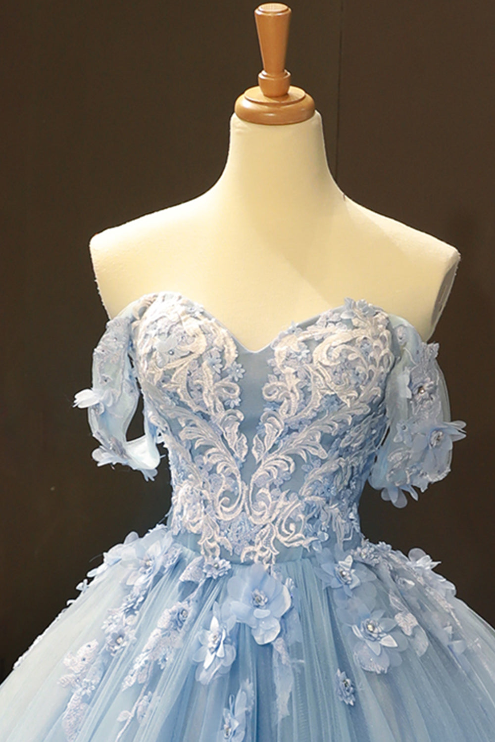 Off-Shoulder Ball Gown in Light Blue