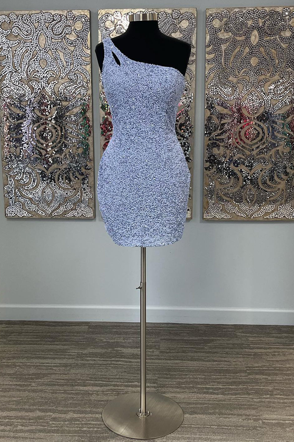 Orange Open Back One Shoulder Sequins Tight Homecoming Dress/Mini Dress