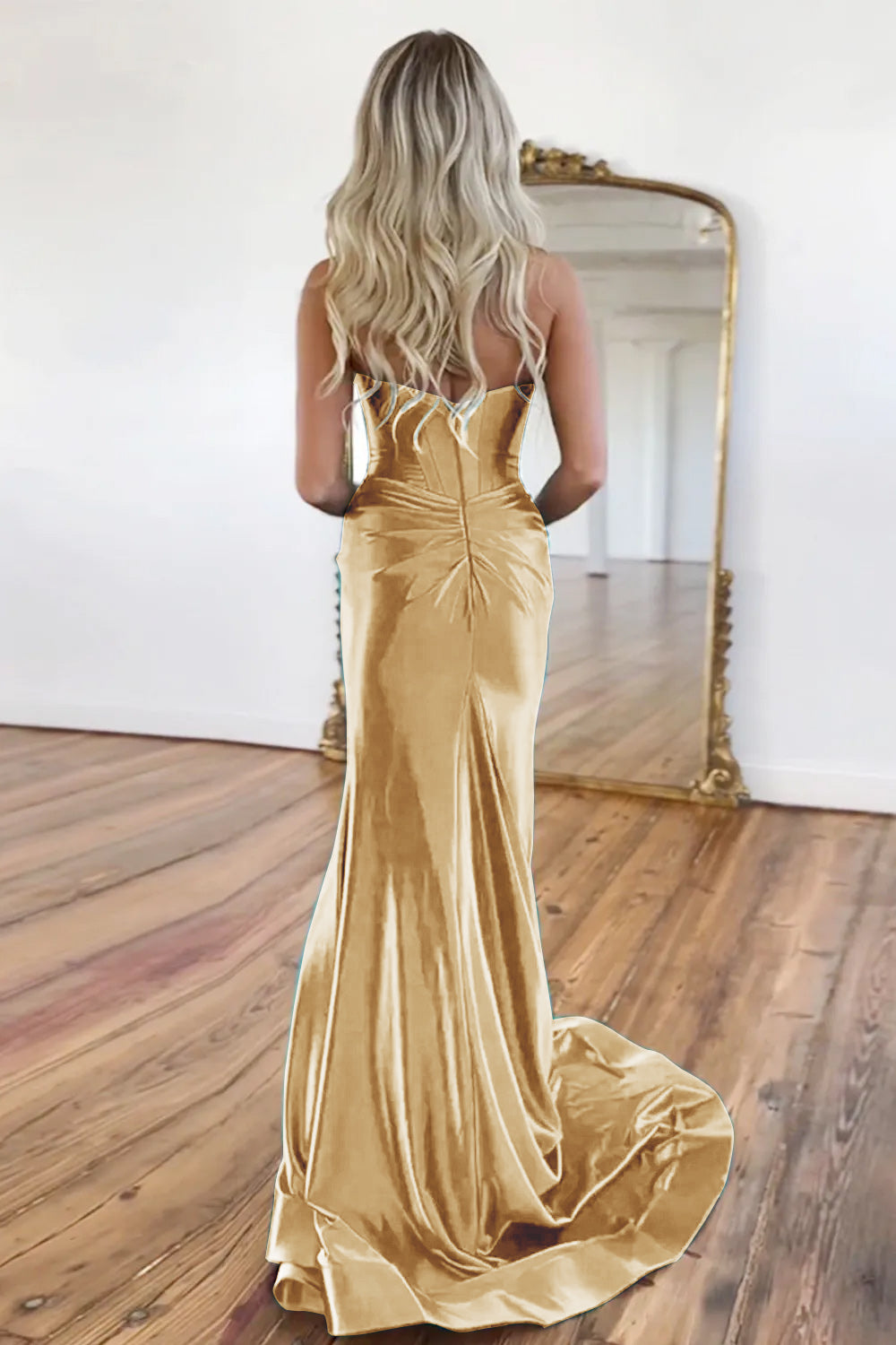 Elegant Sweetheart Prom Corset in Mermaid Green with a Stylish Split