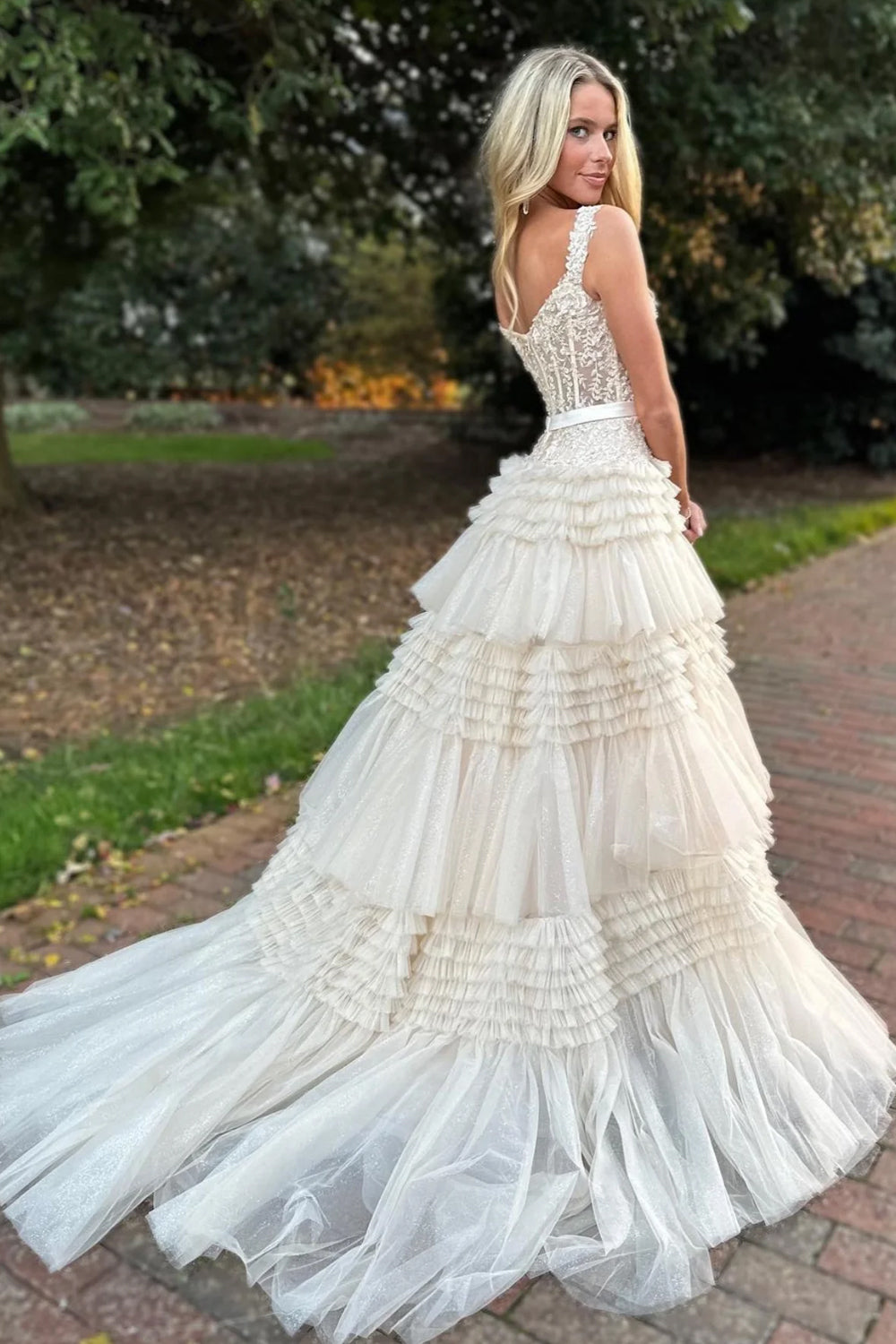 Light Pink Long A-Line Prom Dress with Ruffles and Off-the-Shoulder Princess Neckline