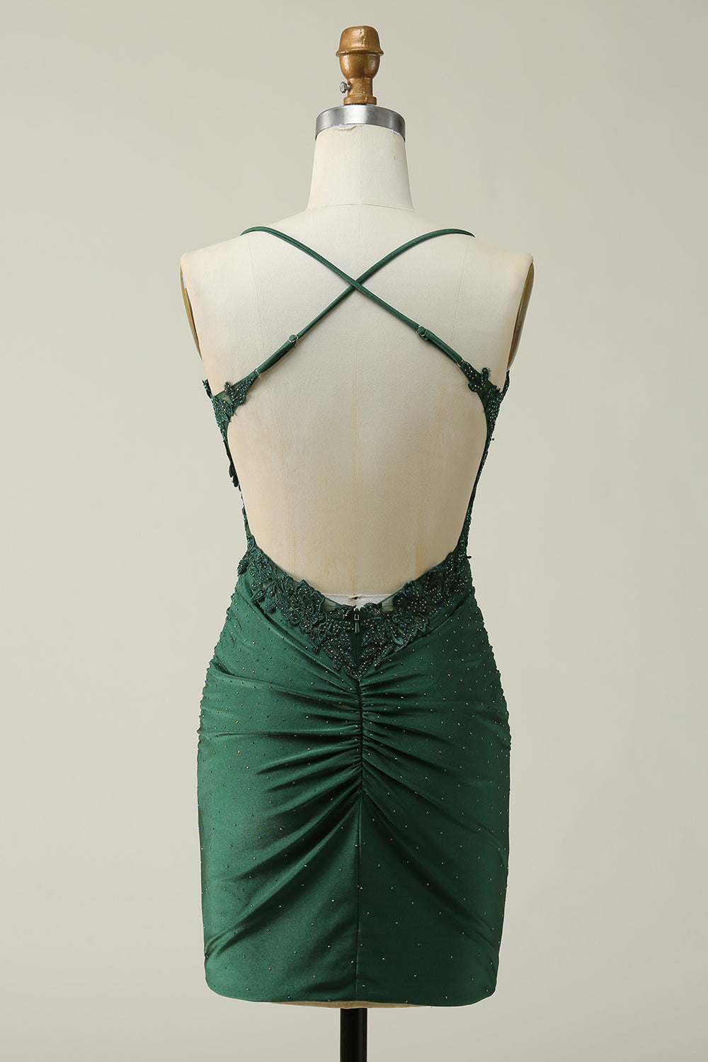 Sparkly Dark Green Beaded Short Homecoming Dress/Mini Dress with Appliques