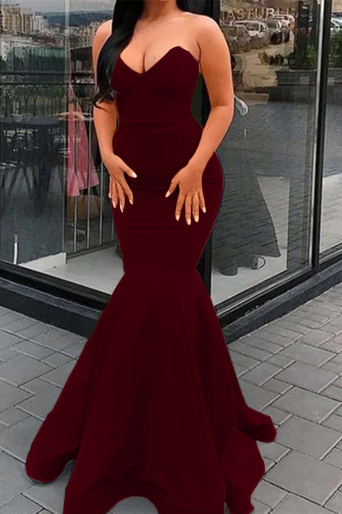 Sweetheart Mermaid Yellow Evening Dress