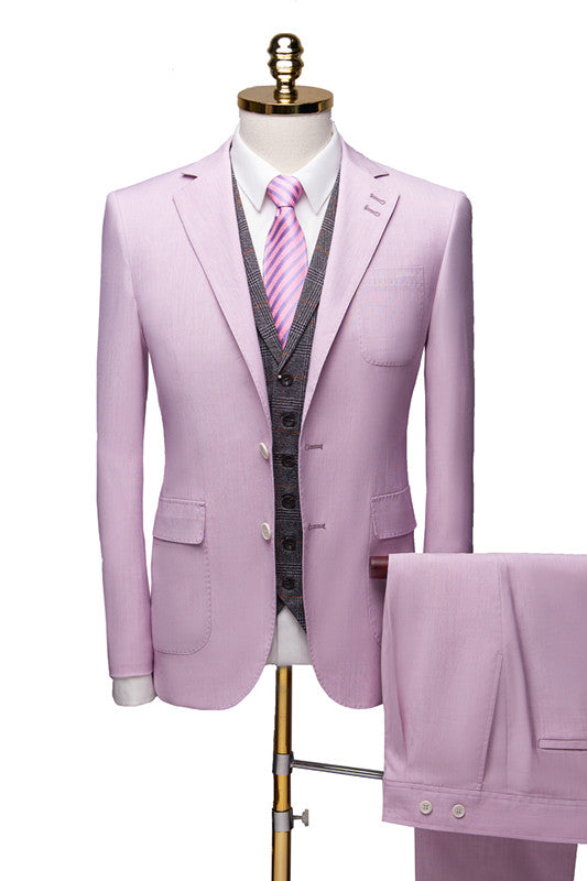 Stylish Purple Notched Collar Tuxedo Prom Outfits for Men in Three Pieces