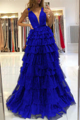 Evening Dress Sleeveless Layered V-Neck