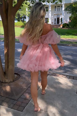 Light Pink Corset A-Line Short Homecoming Dress/Mini Dress