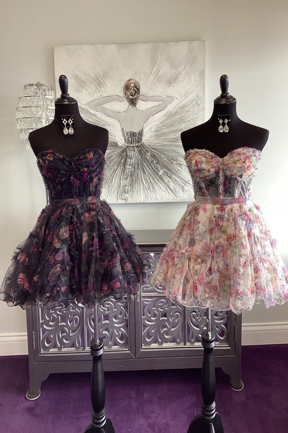 Pink Corset Sweetheart Flower A-Line Short Homecoming Dress/Mini Dress with Ruffles