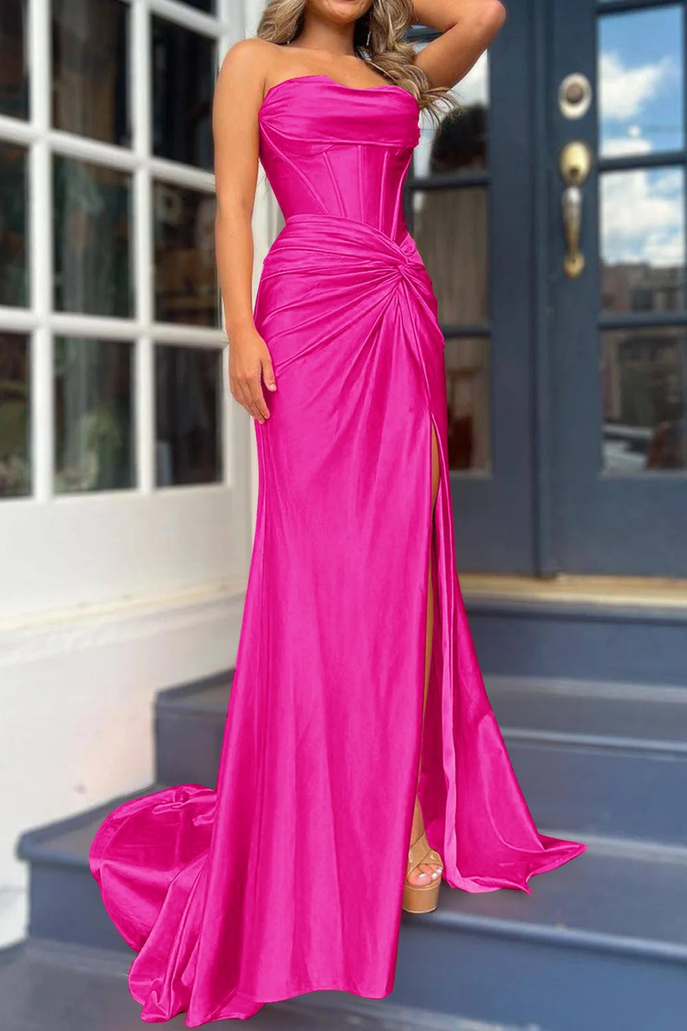 Royal Blue Mermaid Sweetheart Corset Prom Dress with Stunning Front Split