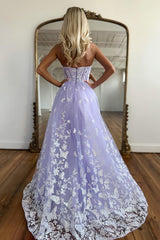 Sweetheart A-Line Prom Dress in Lilac with Appliques