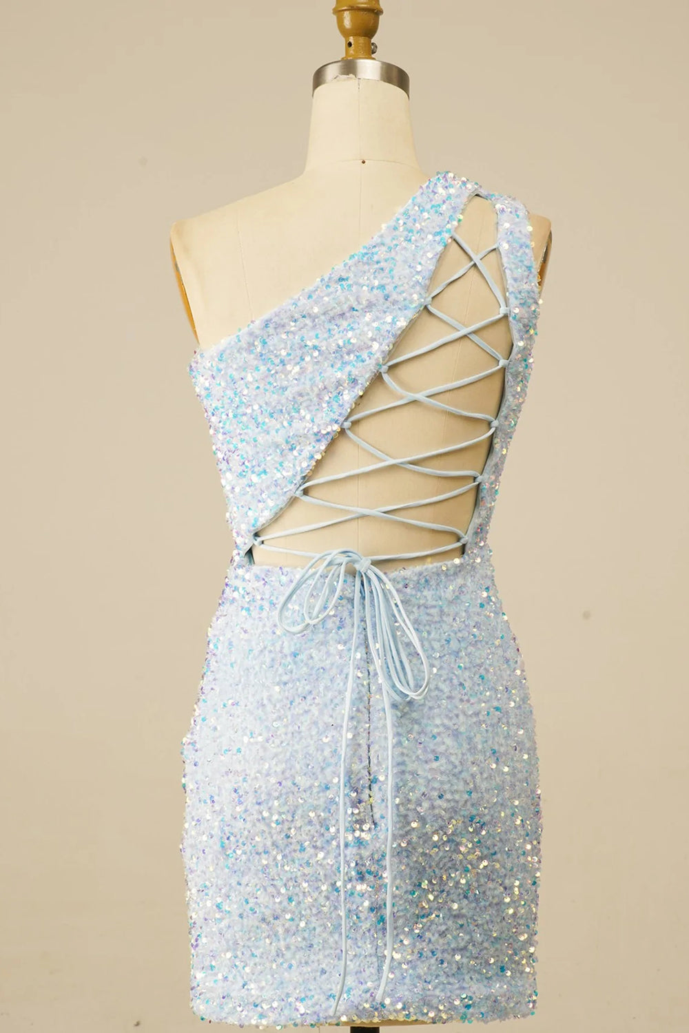 Sheath One Shoulder Royal Blue Sequins Short Homecoming Dress/Mini Dress