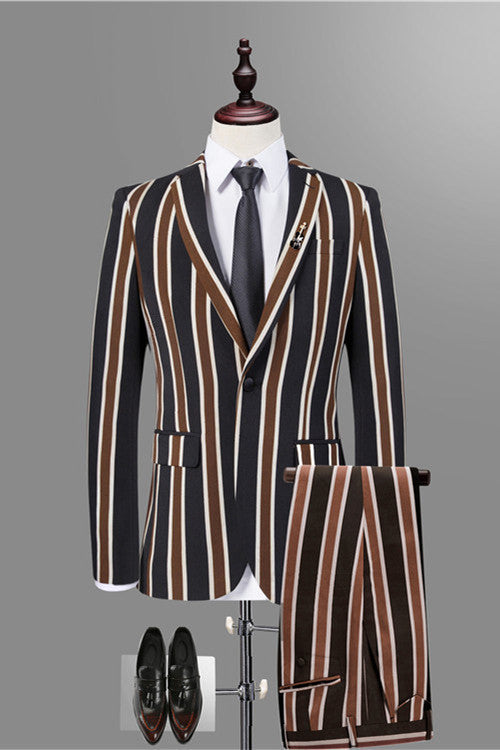 Elegant Prom Attire for Guys with Black Striped