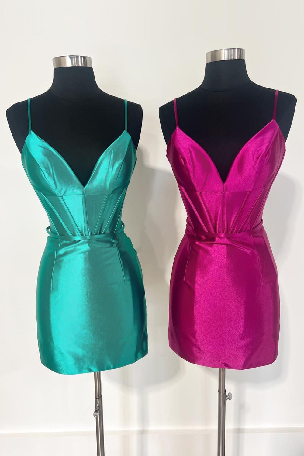 Simple Green Corset Tight Satin Short Homecoming Dress/Mini Dress