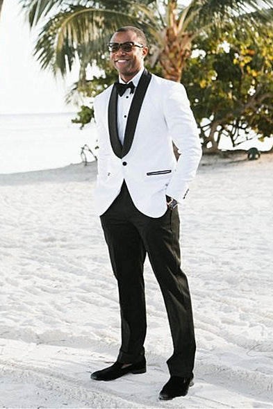 Unique White Shawl Lapel Two-Piece Wedding Suit for Men