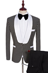 Fashion Black and White Shawl Lapel Two-Piece Wedding Suits