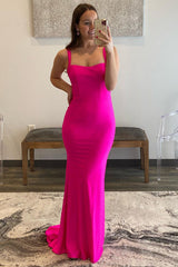 Mermaid Prom Dress in Hot Pink Satin