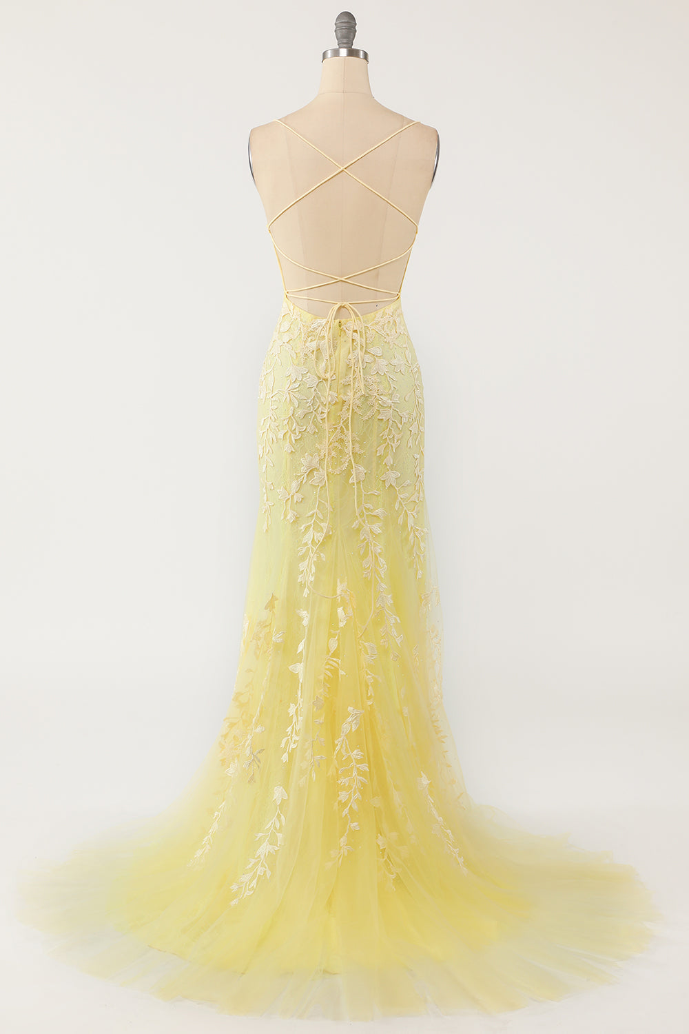 Backless Mermaid Prom Dress in Blue Lace