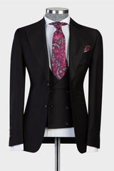 Stylish Black Peaked Lapel Bespoke Men's Suits for Business