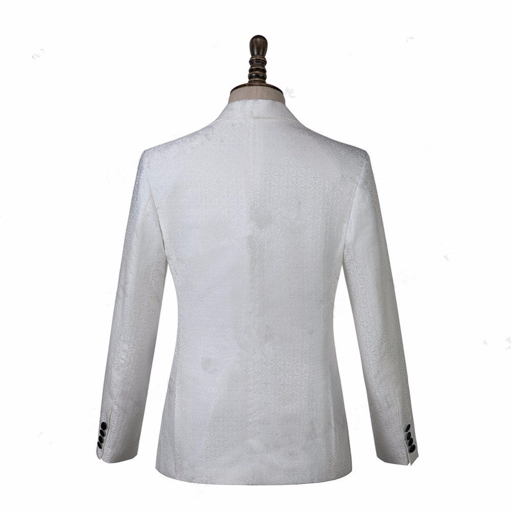 Gorgeous Shawl Lapel Knitted Button Wedding Tuxedo with White Jacquard