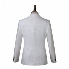 Gorgeous Shawl Lapel Knitted Button Wedding Tuxedo with White Jacquard