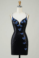 Sparkly Royal Blue Sequins Beaded Tight Short Homecoming Dress/Mini Dress
