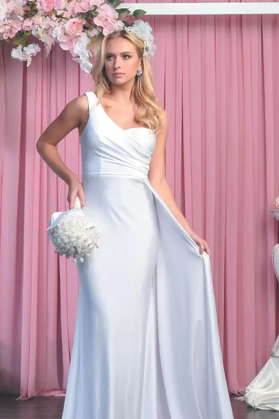Basics Long Elegant Yellow One Shoulder Mermaid Evening Dress