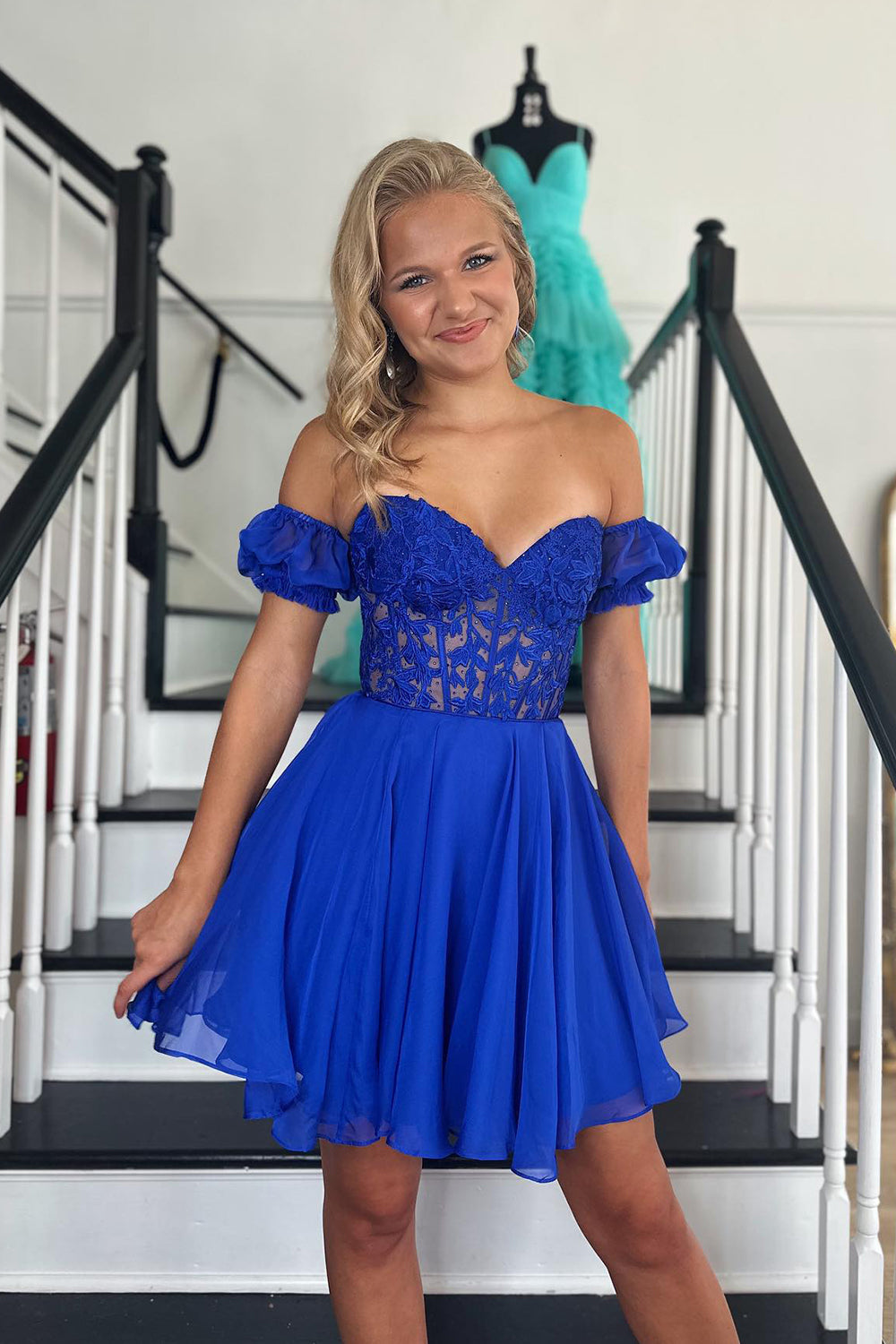 Sparkly Fuchsia Lace-Up Back A-Line Short Homecoming Dress/Mini Dress with Lace