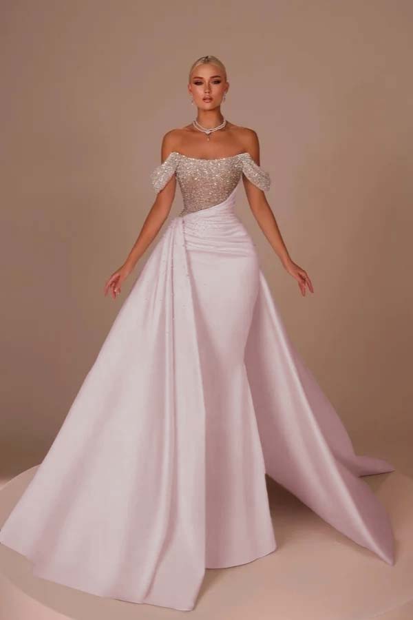 Off the Shoulder Strapless Mermaid Long Formal Dress With Sequins