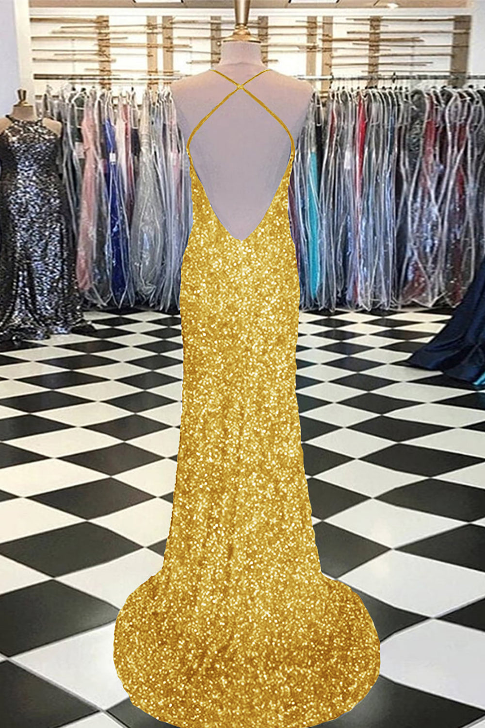 Mermaid Prom Dress with Royal Blue Sequins